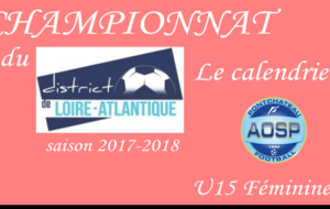 LE CALENDRIER DES U15F