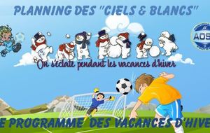 LE PLANNING DES VACANCES D'HIVER DES U6 à U18