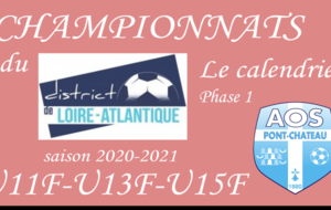 LE CALENDRIER DES JEUNES FÉMININES PHASE 1