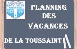 Planning des vacances de la Toussaint