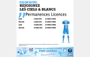 Permanences Licences 2022 - Juillet 