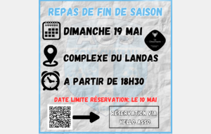 REPAS DE FIN DE SAISON: 19/05/2024