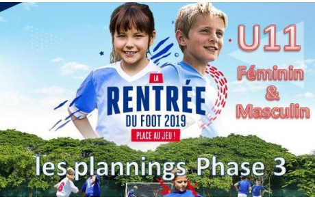 CALENDRIER U11 M&amp;F PHASE 3