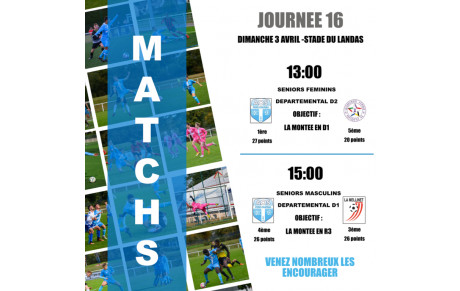 DIMANCHE 3 AVRIL : UNE JOURNEE = 2x MATCHS IMPORTANT